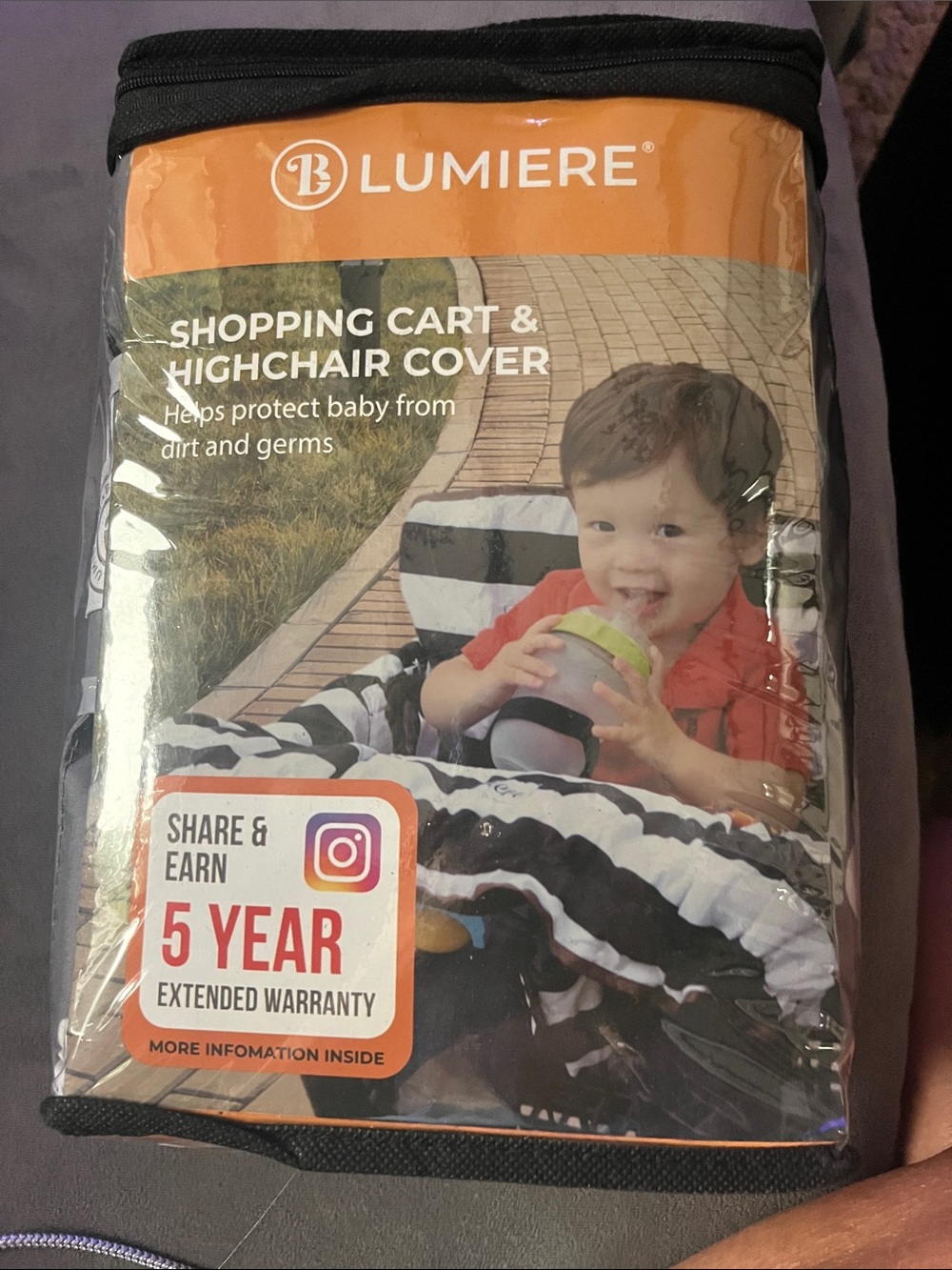 Lumiere Black & White Striped Shopping Cart and Highchair Cover